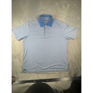 UNTUCKit Performance Golf Polo Bluish / Blue White Stripe Short Sleeve Shirt XL
